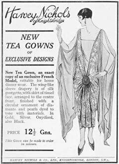 Couture Collection: Advert for a new tea gown from Harvey Nichols, London, 1925