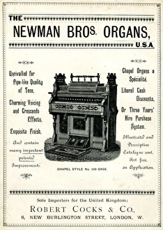 Images Dated 6th September 2017: Advertisement, Newman Bros Organs