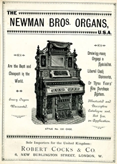 Images Dated 6th September 2017: Advertisement, Newman Bros Organs