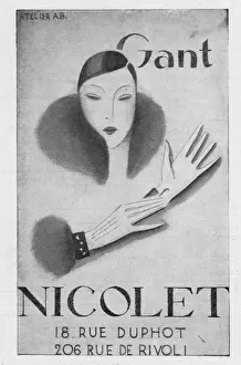 Advert for Nicolet gloves, 1926, Paris