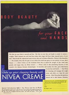 Creme Collection: Advert for Nivea beauty creme, 1929