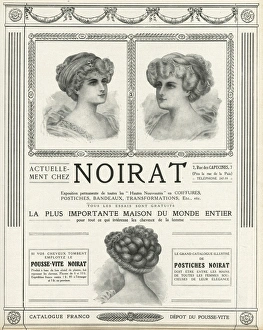 Accessory Gallery: Advert for Noirat, hairstyles, hairpieces and headbands 1910