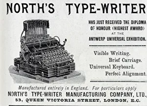 Advertisement for North's Typewriter, with illustration