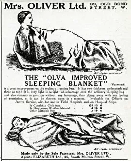 Images Dated 30th April 2017: Advert for the Olva sleeping blanket, WW1