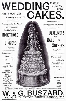 Finest Prints: Advertisement ornate wedding cake. Date: 1910