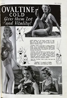 Swimsuits Prints: Advert for Ovaltine Cold