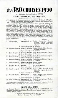 Advert, Ten P & O Cruises, 1930