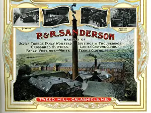 Chimney Prints: Advert, P & R Sanderson, Tweed Mill, Galashiels, Scotland