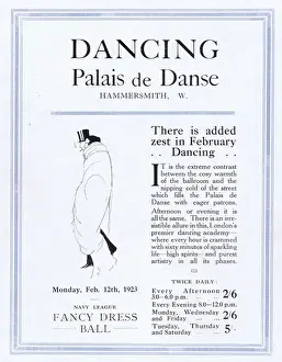 Advert for the Palais de Danse, Hammersmith, London, 1923