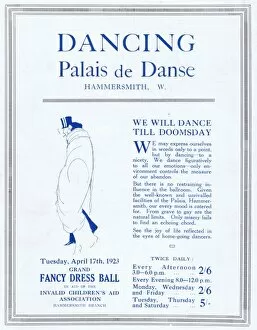 Images Dated 16th April 2016: Advert for the Palais de Danse, Hammersmith, London, 1923