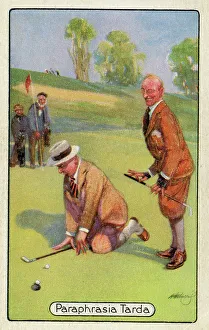 Golfers Prints: Advert, Paraphrasia Tarda, golfers on green