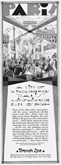Advert for Paris A city of a thousand moods by the French Line Date: 1928