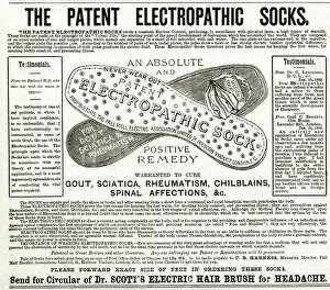 Claims Gallery: Advert for Patent Electropathic socks 1882