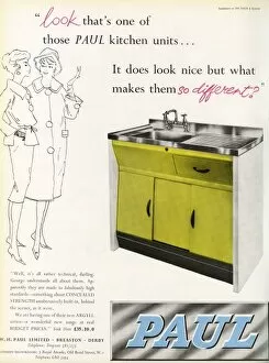 Images Dated 22nd August 2011: Advertisement for Paul kitchen units, 1960
