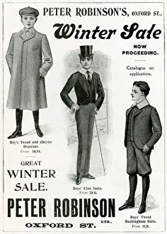 Images Dated 16th October 2017: Advert for Peter Robinsons boys clothing 1902
