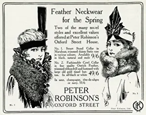 Robinsons Prints: Advert for Peter Robinsons feather neckwear 1916