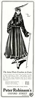 Images Dated 18th October 2017: Advert for Peter Robinsons womens fur trim coat 1915