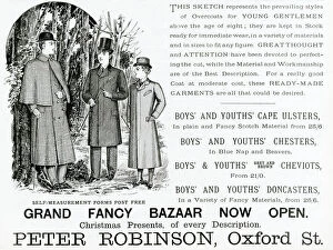 Overcoat Gallery: Advert for Peter Robinsons young gentlemens coats 1893