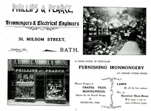 Ironmongery Prints: Advert for Phillips & Pearce, Ironmongers, Bath