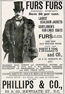 Advert for Phillips's & Co gentlemen's fur coats 1893