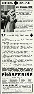 Images Dated 16th October 2017: Advert for Phosferine tonic medicine 1915