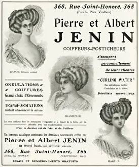 Creations Prints: Advert for Pierre et Albert Jenin womens hair 1909