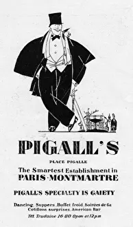 Advert for Pigalls nightclub, 1927, Paris