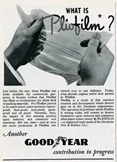 Images Dated 16th October 2017: Advert for Pliofilm from Goodyear 1944
