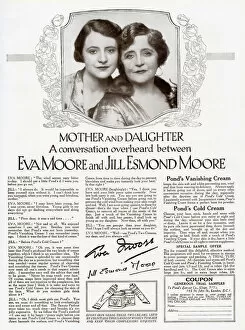 Images Dated 23rd July 2021: Advertisement for Ponds Creams featuring a conversation between Eva Moore