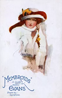Advertisement on a postcard, Evans Membroids