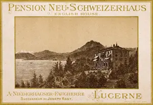 Lucerne Prints: Advertising Postcard for Pension Neu-Schweizerhaus, Lucerne