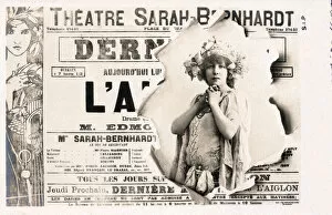 Sarah Gallery: Advert postcard for Theatre Sarah Bernhardt. Paris