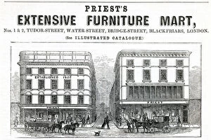 Images Dated 18th July 2019: Advert for Priests furniture shops, London 1851