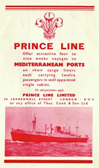 Ports Prints: Advert, Prince Line to Mediterranean Ports