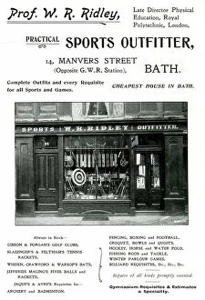 Outfitters Collection: Advert for Prof. W. R. Ridley, Sports Outfitter, Bath