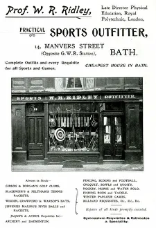 Outfitter Prints: Advert for Prof. W. R. Ridley, Sports Outfitter, Bath