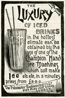Iced Prints: Advert for Pulsometer Engineering, luxury iced drinks 1897