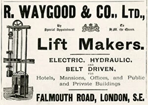 Images Dated 26th February 2019: Advert for R. Waygood & Co. lift makers 1898 Advert for R. Waygood & Co