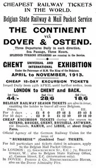 Images Dated 23rd March 2011: Advertisement for railway tickets to Ghent Exhibition