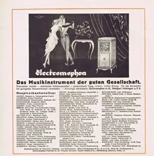 Gramophone Prints: Advert from Reigen Magazine, Germany, 1923 for a gramophone