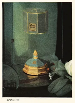 Octagonal Prints: Advert for Richard Hudnut's perfume, Parfum Le Debut Vert, 1928