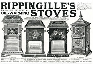 Warming Gallery: Advert for Rippingilles oil warming stoves 1890