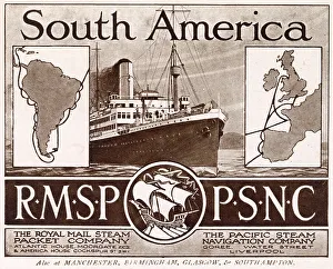 Packet Prints: Advertisement for R.M.S.P - Royal Mail Steam Packet Company, British shipping company