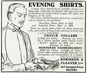 Advert for Robinson & Cleaver Ltd evening shirts 1914