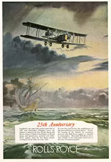 Biplane Collection: Advert, Rolls-Royce, Vickers Vimy biplane