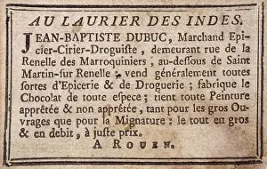 Druggist Prints: Advert / Rouen Shop 1790S
