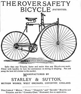 Images Dated 12th July 2004: Advertisement for the Rover Safety Bicycle, 1885