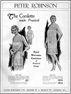 Corsets Gallery: Advert for Royal Worcester Corslettes at Peter Robinson, Lon