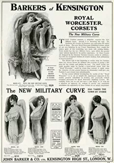 Corsetry Gallery: Advert for Royal Worcester new Military Curve corsets, WW1