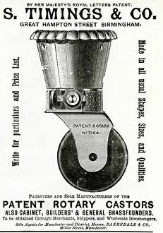 Rotary Prints: Advert for S. Timings & Co. patent rotary castors 1888